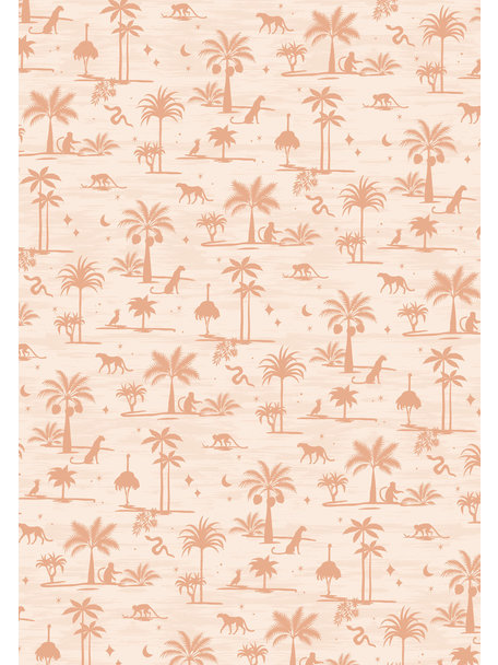 Creative Lab Amsterdam Jungle Silhouette Pink Wallpaper Mural