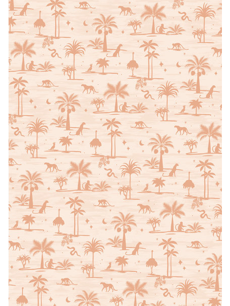 Creative Lab Amsterdam Jungle Silhouette Pink Wallpaper Mural