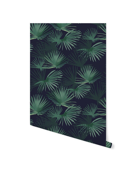 Creative Lab Amsterdam Palm Leaves Dark Green Wallpaper on roll