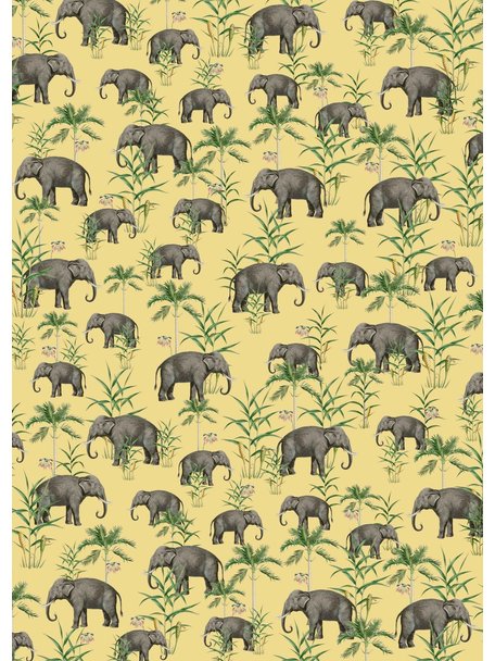 Creative Lab Amsterdam Oscar the Elephant Yellow Wallpaper Mural