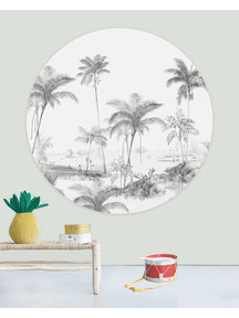 Creative Lab Amsterdam Exotic palms  Black & White Wallpaper Circle