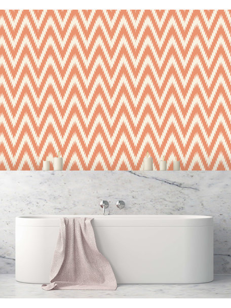 Creative Lab Amsterdam Ikat Orange Bathroom Wallpaper