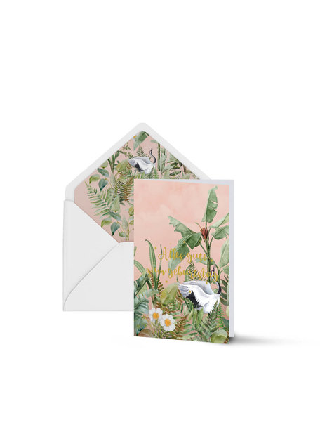 Creative Lab Amsterdam Dancing Crane Birds Greeting Card - Alles Gute Zum Geburtstag per 6
