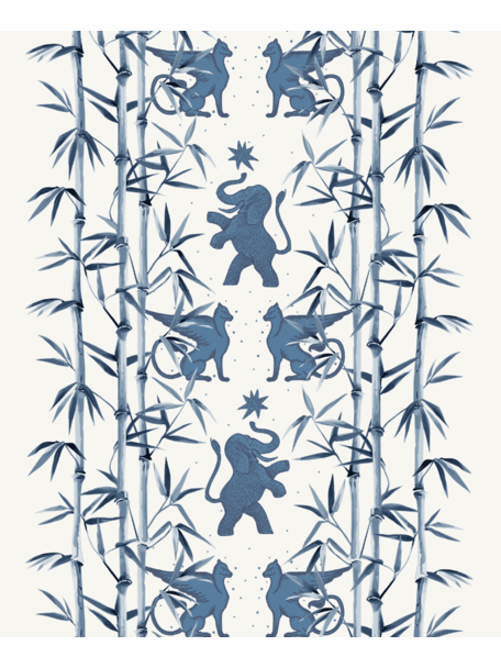 Creative Lab Amsterdam Eclectic Bamboo Blue Bathroom Wallpaper