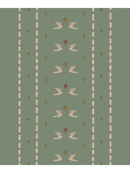 Creative Lab Amsterdam Lucky Pigeon Olive Green Wallpaper