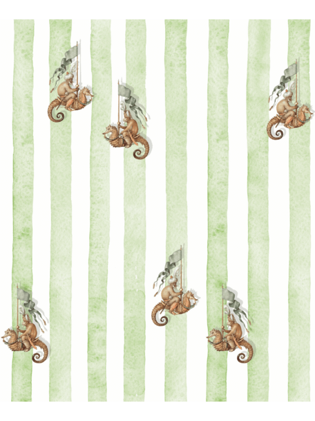 Creative Lab Amsterdam Seahorse Riders Green Pattern Wallpaper
