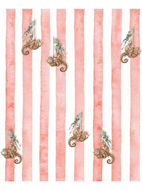 Creative Lab Amsterdam Seahorse Riders Red Pattern Wallpaper