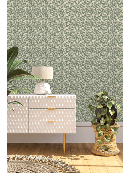 Flower Shower Green Wallpaper