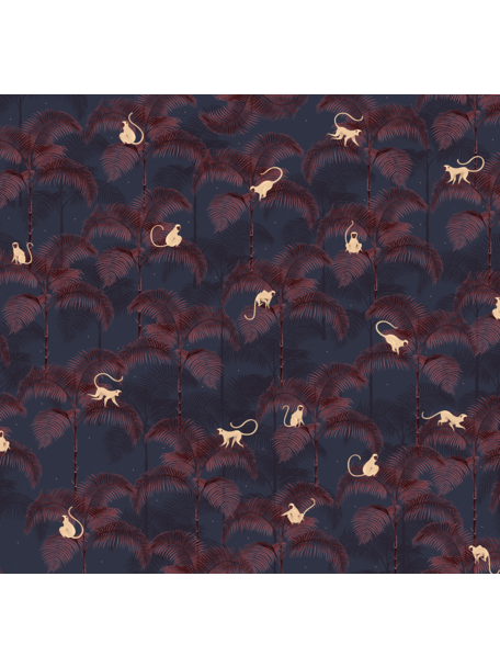 Creative Lab Amsterdam Monkey Night Red Mural Wallpaper