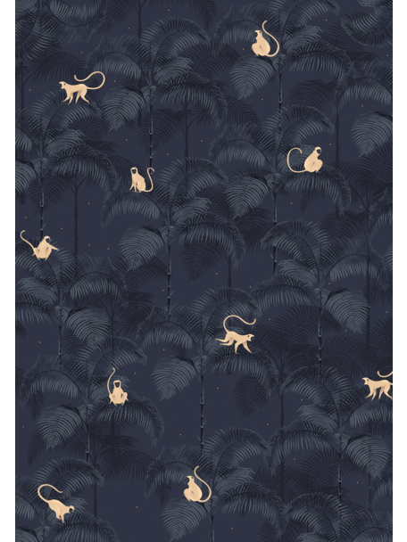 Creative Lab Amsterdam Monkey Night Blue Mural Wallpaper