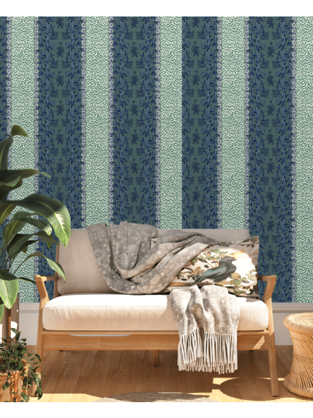 Eclectic Bamboo Ribbon Ocean Grey Wallpaper