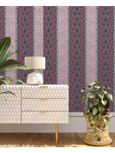 Creative Lab Amsterdam Eclectic Bamboo Ribbon Burgundy Wallpaper