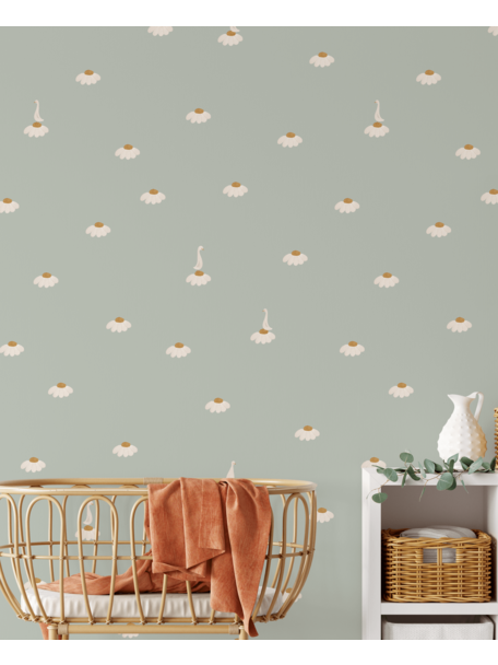 Creative Lab Amsterdam Sweet Camomile Green Light Pattern Wallpaper