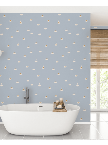 Creative Lab Amsterdam Sweet Camomile Sky Blue Bathroom Wallpaper