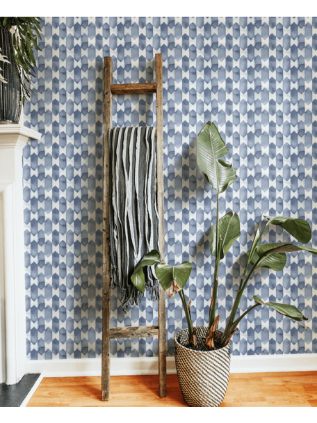 Creative Lab Amsterdam Watercolour Checked Blue Wallpaper