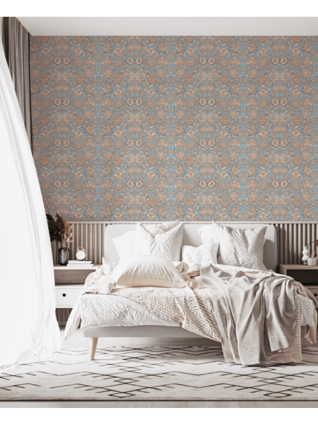 Creative Lab Amsterdam Indian Flower Blue Wallpaper