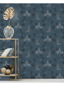 Creative Lab Amsterdam Oriental Teahouse Blues Blue Wallpaper Mural