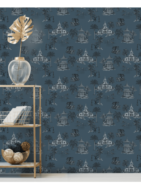 Creative Lab Amsterdam Indian Flower Turquoise Wallpaper Mural  - Copy