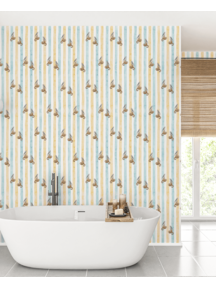 Creative Lab Amsterdam Seahorse Riders Yellow & Blue Bathroom Wallpaper