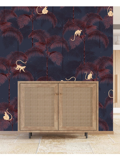 Creative Lab Amsterdam Monkey Night Red Mural Wallpaper