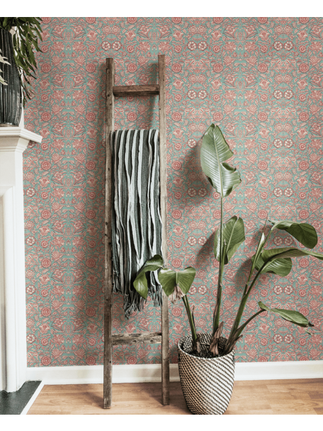 Creative Lab Amsterdam Indian Flower Turquoise Wallpaper Mural