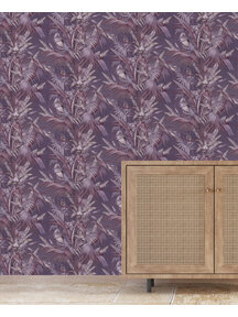 Vintage Feathers Purple Customised Wallpaper