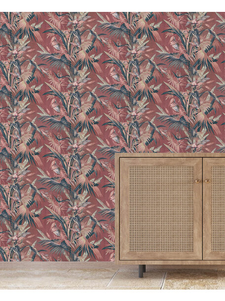 Vintage Feathers Pink  Wallpaper