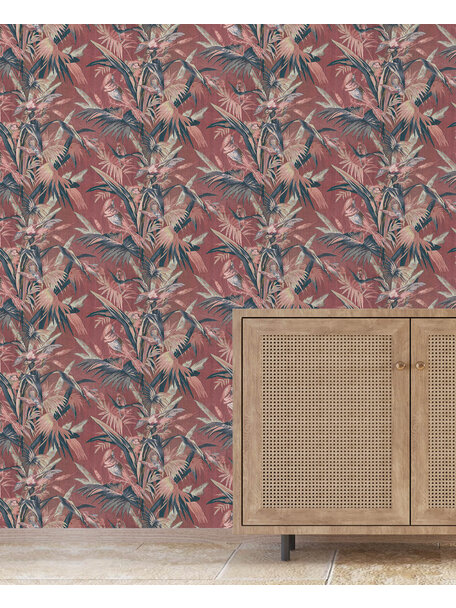 Vintage Feathers Pink  Wallpaper