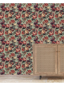 Peony Green Customised Wallpaper