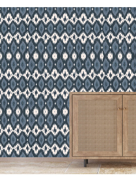 Deia ikat Blue  Wallpaper