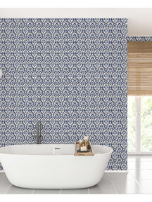 Pachacuti Blue Bathroom Wallpaper