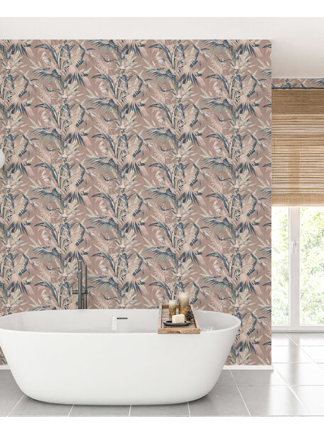 Vintage Feathers Light Bathroom Wallpaper