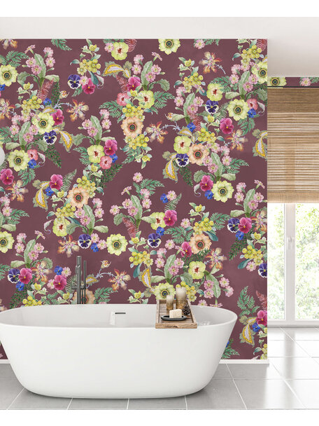 Vibrant Violet Purple Bathroom Wallpaper