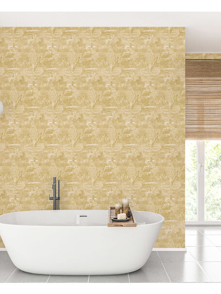 Versailles Yellow Bathroom Wallpaper