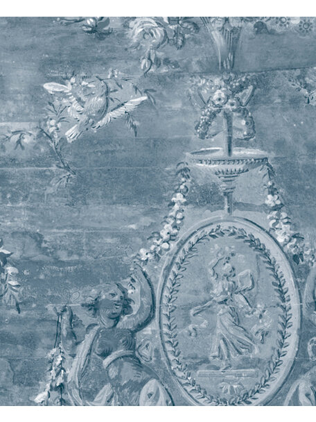 Versailles Blue Bathroom Wallpaper