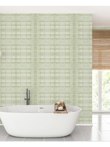 Tartan Green Bathroom Wallpaper