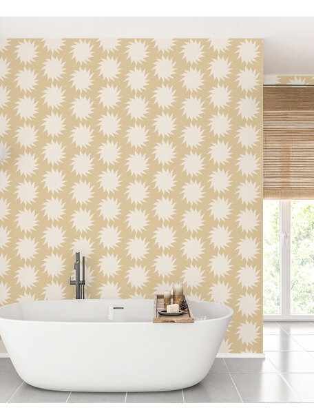 Sunny Yellow Bathroom Wallpaper