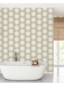 Sunny Green Bathroom Wallpaper