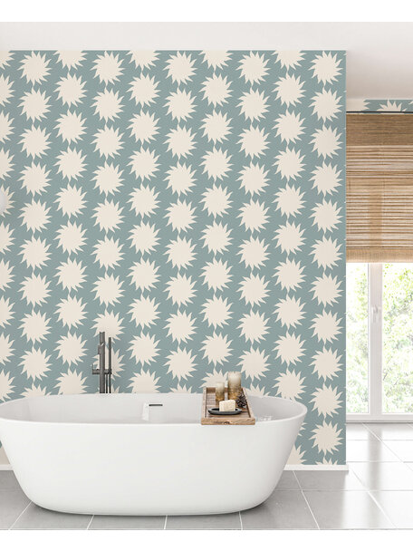 Sunny Blue Bathroom Wallpaper