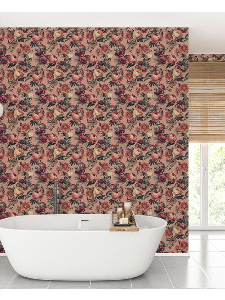 Peony Pink Bathroom Wallpaper