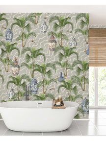 Orangery Blue Bathroom Wallpaper