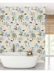Chin Monkey Vanilla Bathroom Wallpaper