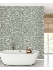 Bombay Flower Green Bathroom Wallpaper