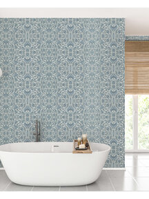 Bombay Flower Blue Bathroom Wallpaper