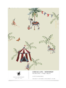 Circus Life Green Wallpaper Sample