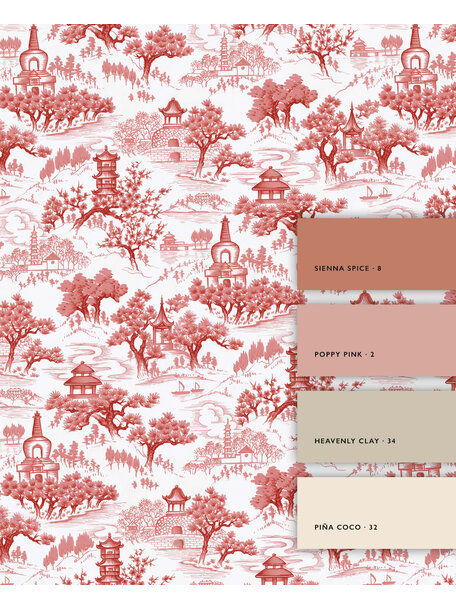Chinoiserie Orange Wallpaper Mural