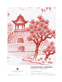 Chinoiserie Orange Wallpaper Sample A4