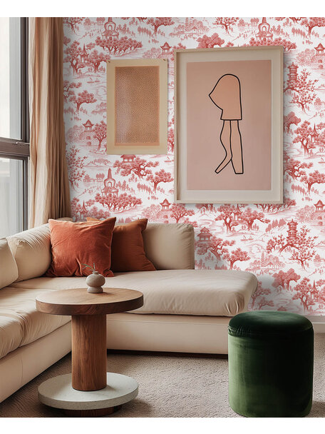 Chinoiserie Orange Wallpaper