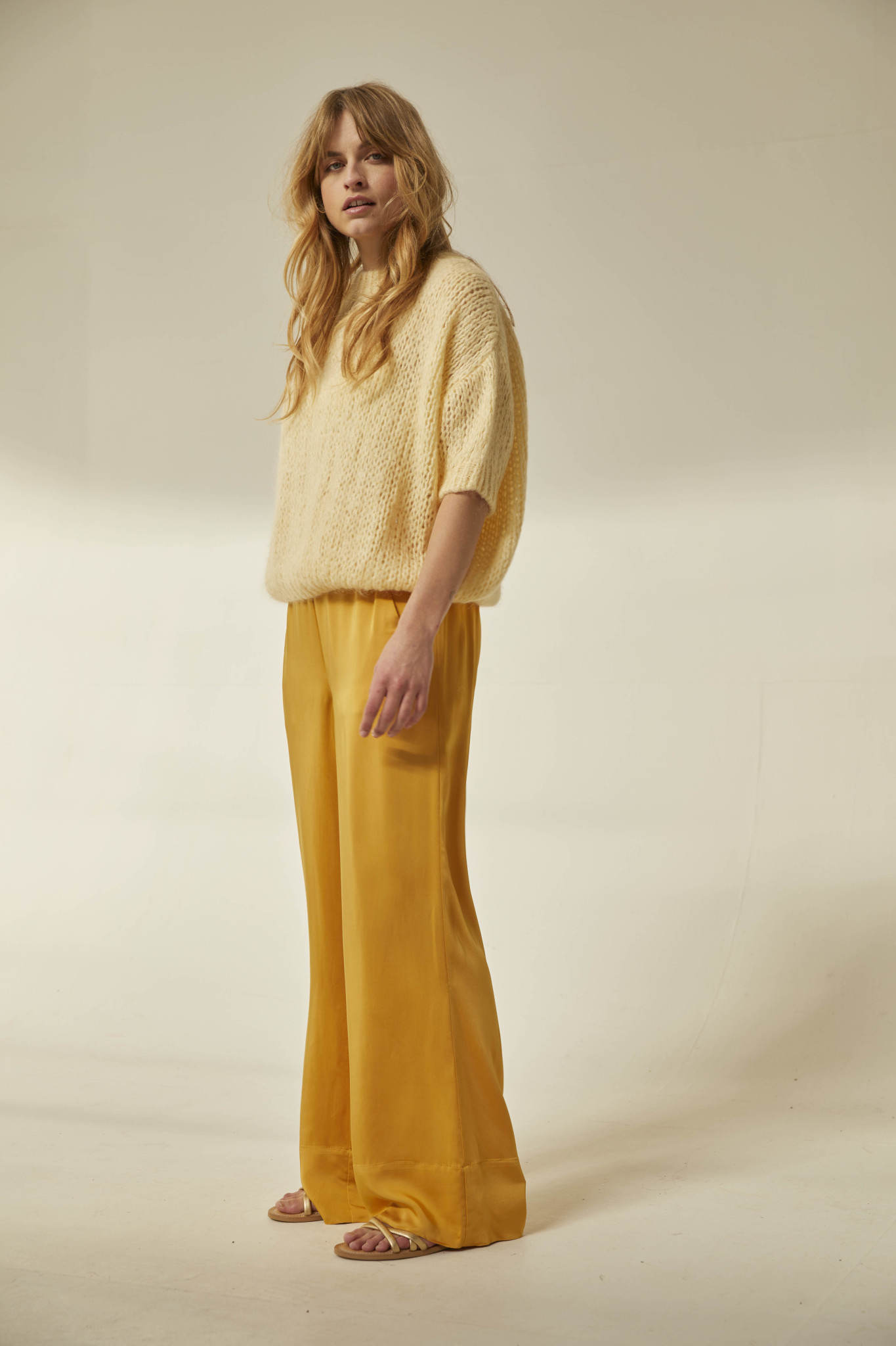 Two Tone Wide Leg Pants - Antraciet