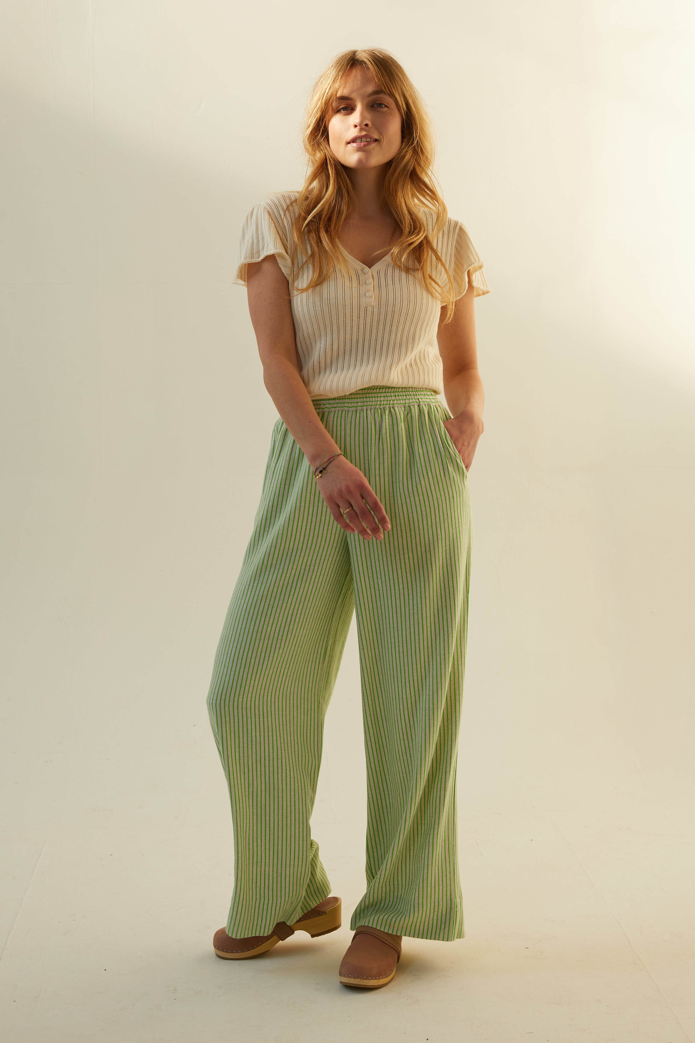 Gellis Stripe Wide Pants - Antraciet